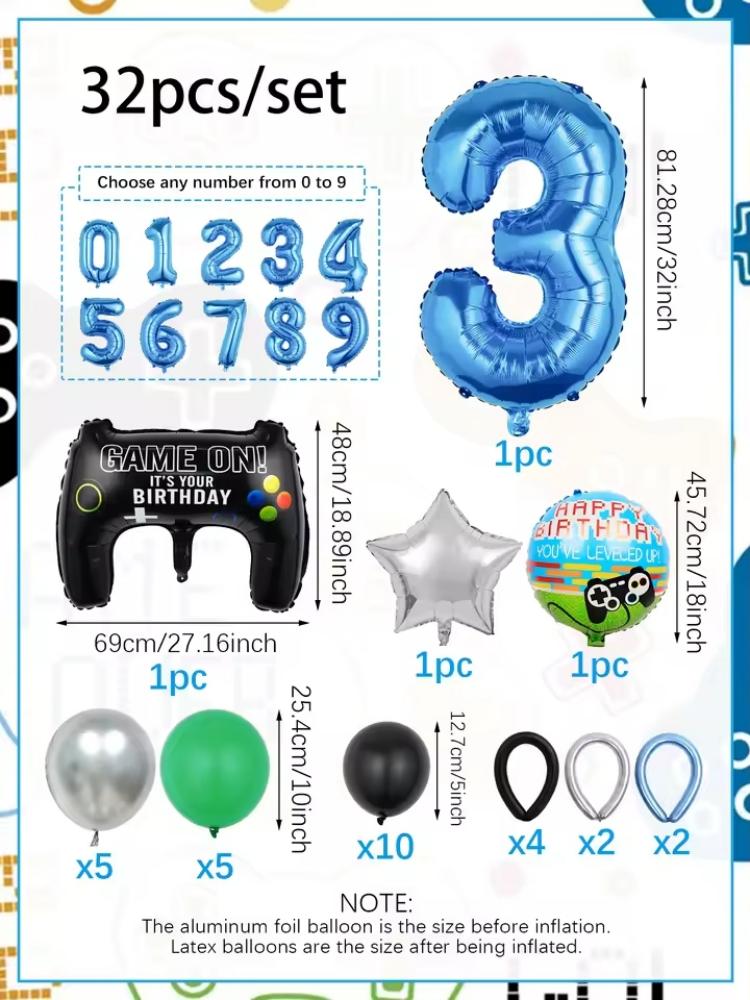 Kit de 32 Globos con Temática  - Gaming Accessories For Room reseña y precio