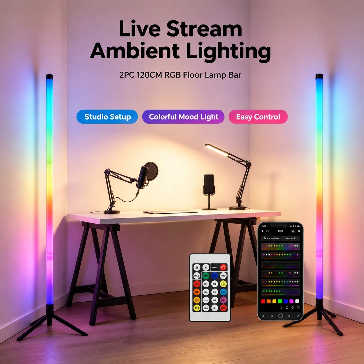 2 Lámparas de Pie RGB de 120 C - Gaming Accessories Led reseña y precio